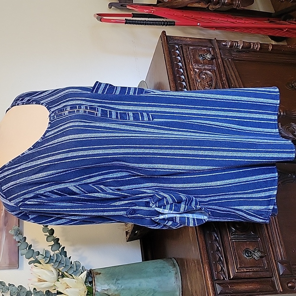 EDEN & OLIVIA blue and white striped blouse. Size 2X. Like new.
